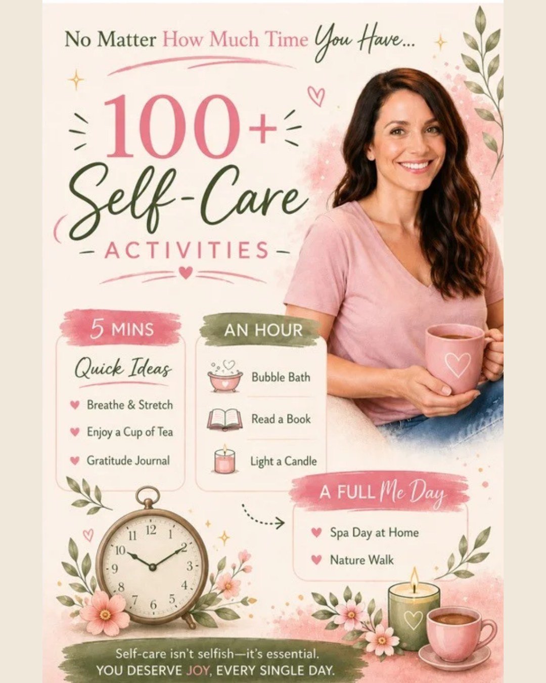 FREE 100+ Self-Care Activities Guide - Say SELFCARE below!
Queen, this is your permission slip. 💕

Inside this FREE guide, you&rsquo;ll discover over 100 self-care activities categorized by time:

✨ 5-minute resets
✨ 30-minute recharge moments
✨ Dee