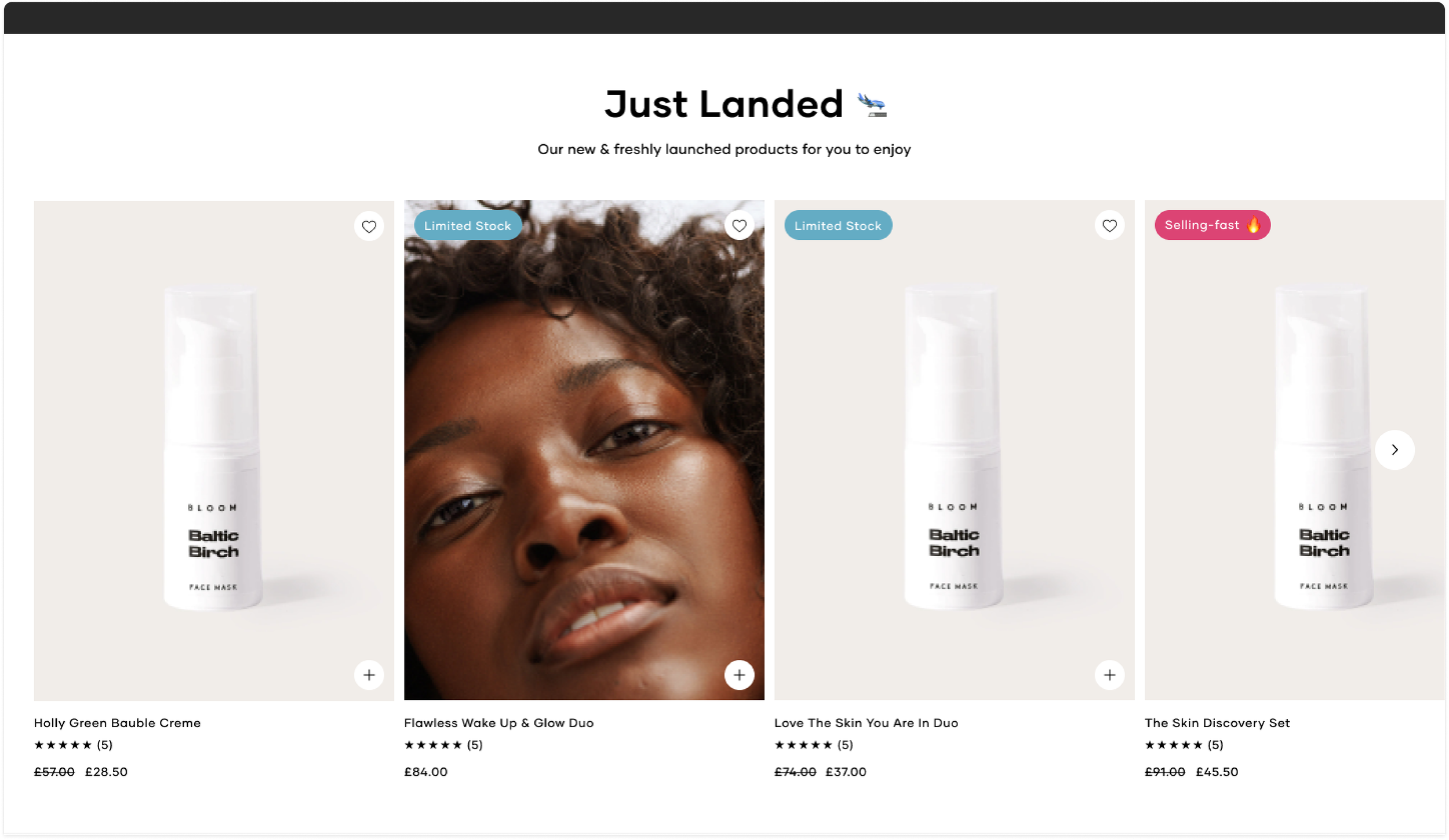 Transformulas homepage product carousel design