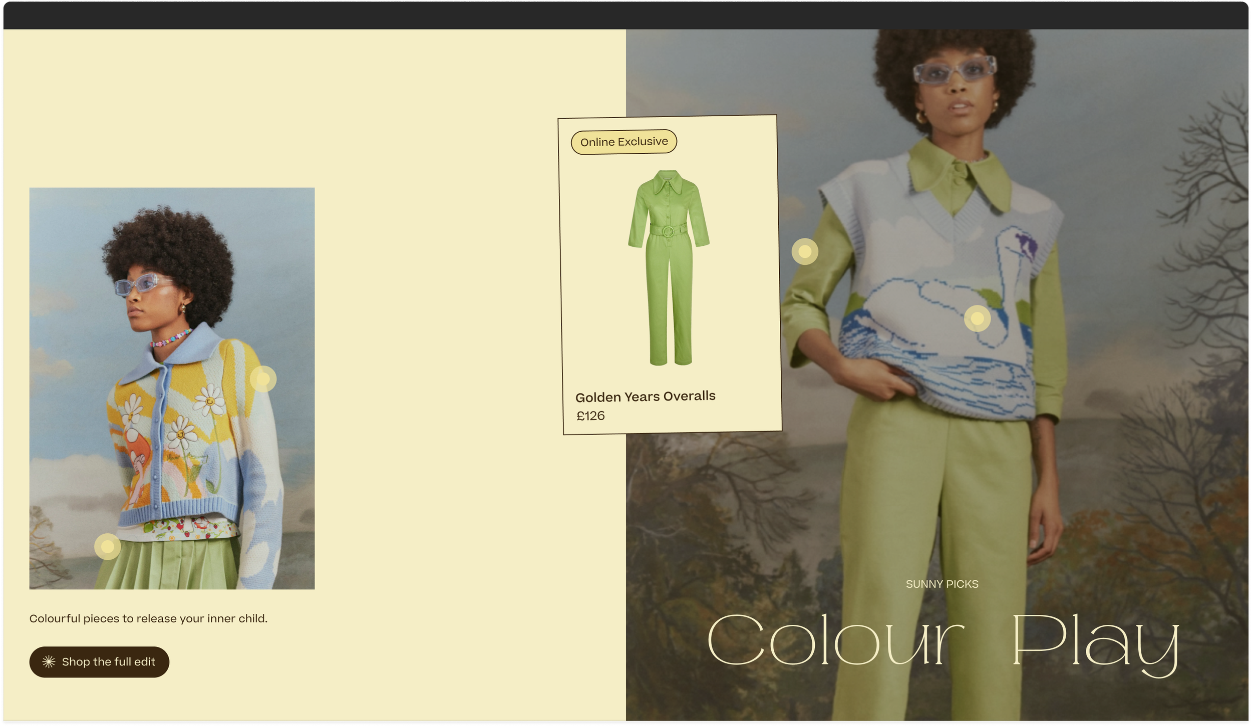 Homepage desktop designs showcasing a module that enables product hotspots