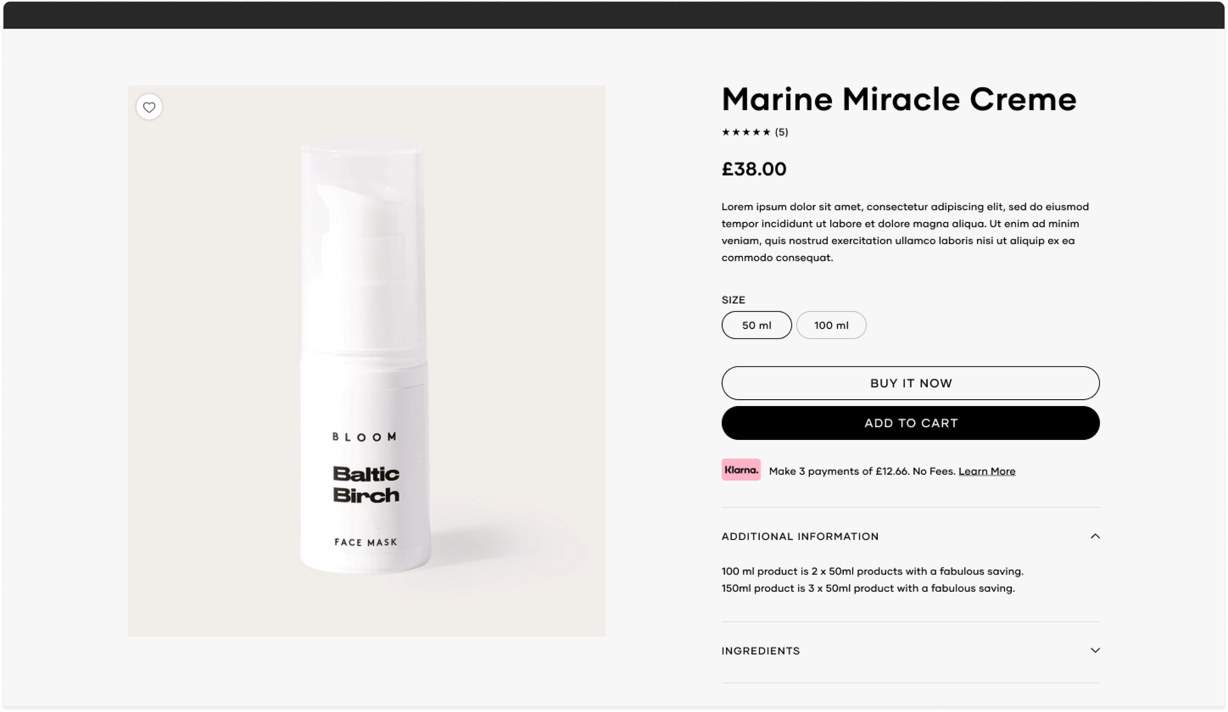 Product detail page design