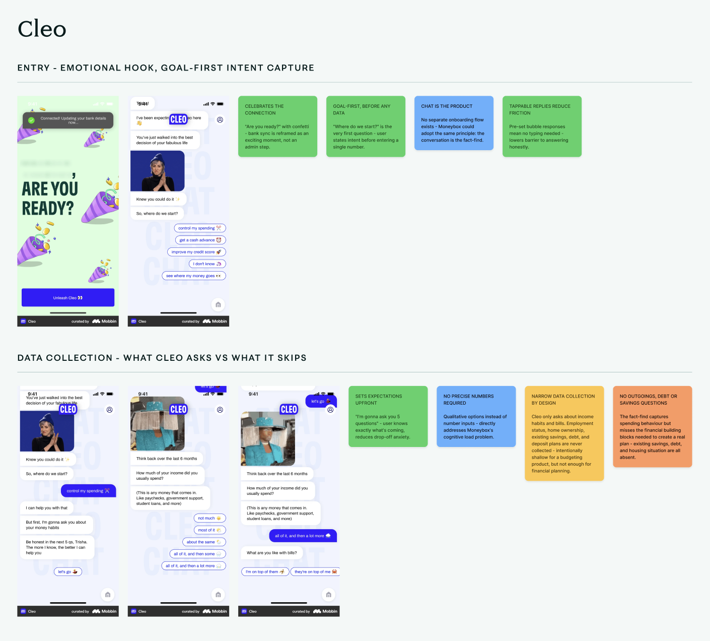 A snippet of the competitor research that was conducted