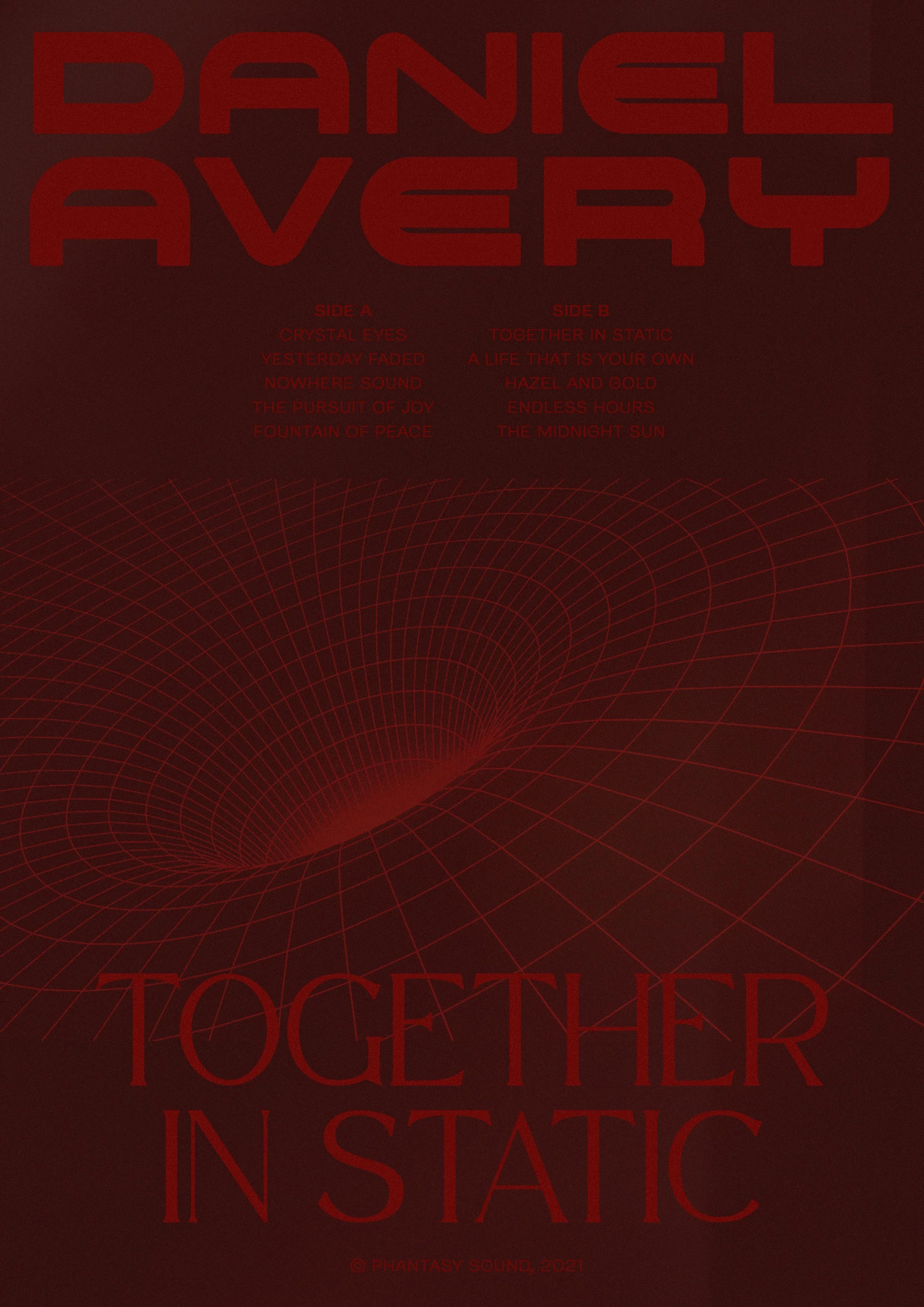 A poster design dedicated to Daniel Avery's album "Together in Static"