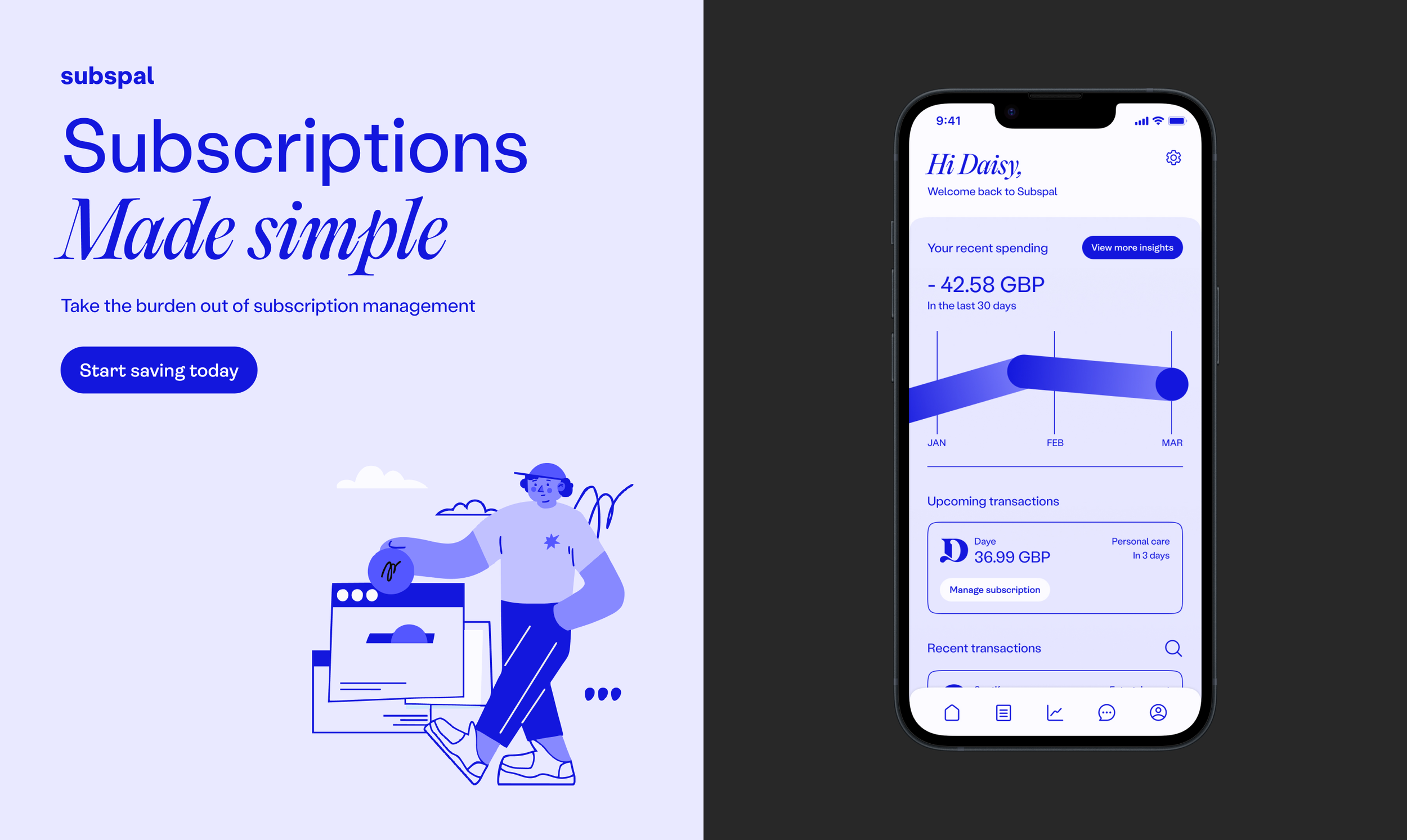 Pictured is a thumbnail for a subscription management app project