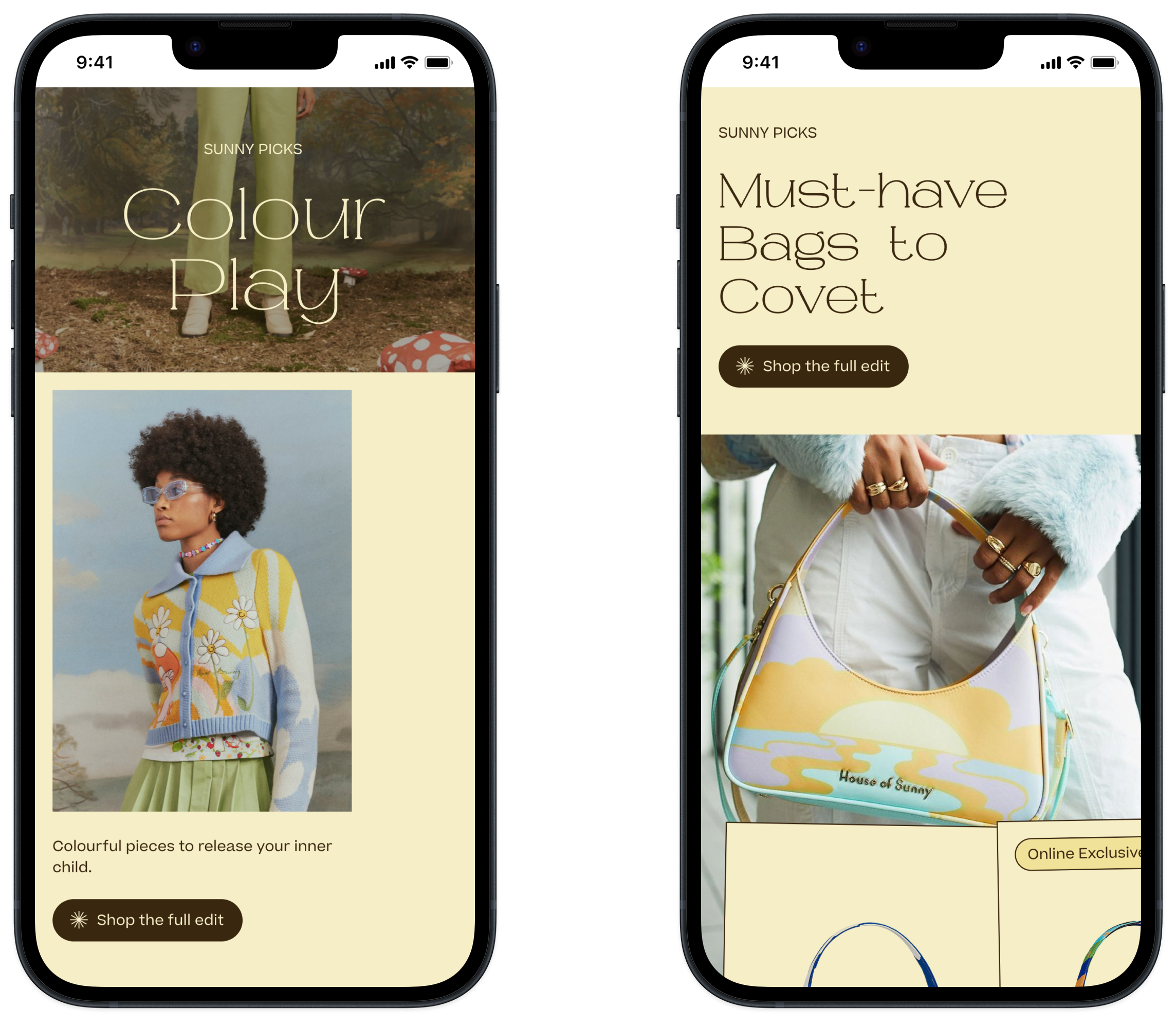 Homepage mobile designs showcasing shoppable components