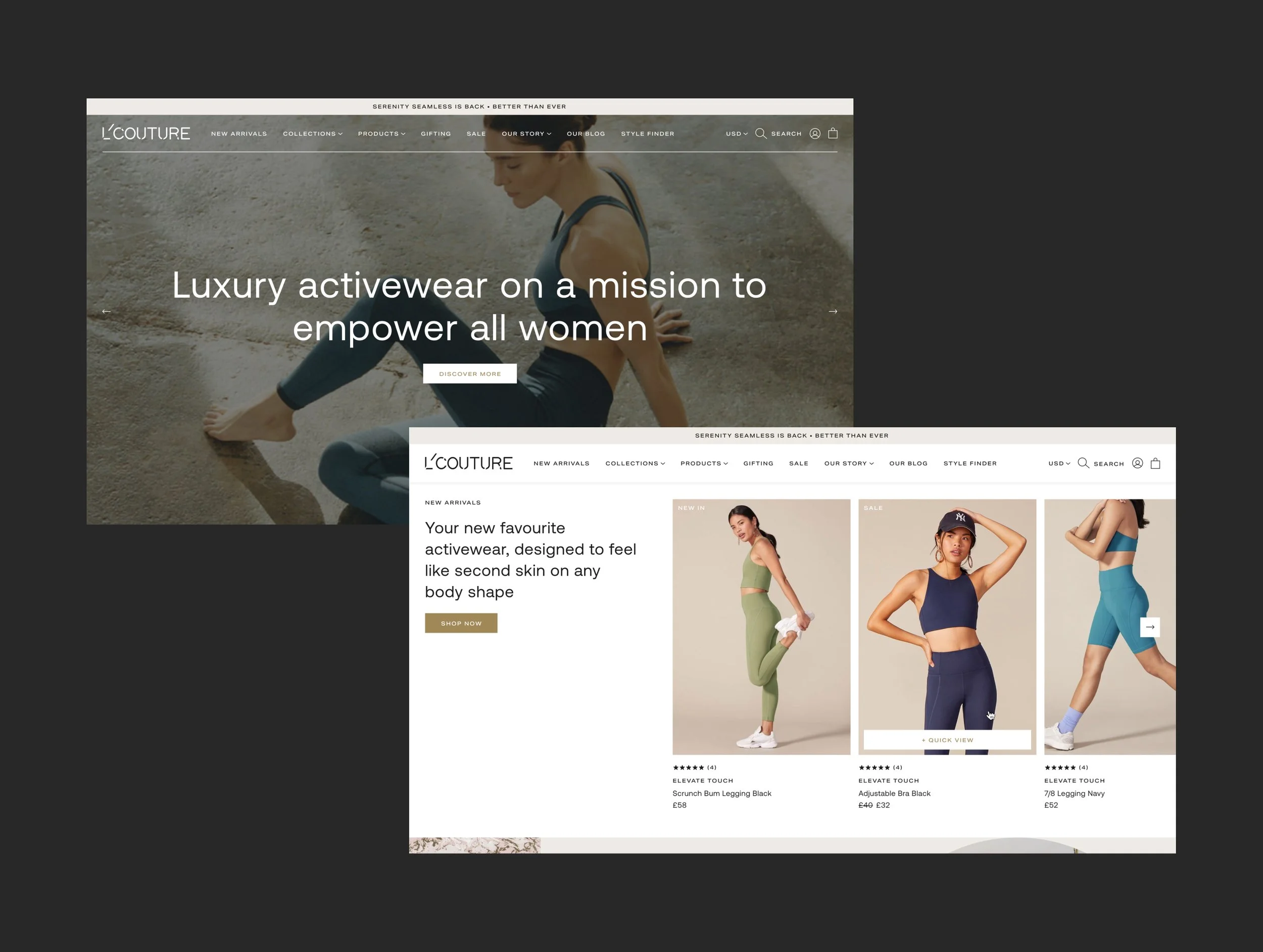 L'Couture full site UI design project thumbnail showcasing desktop screens