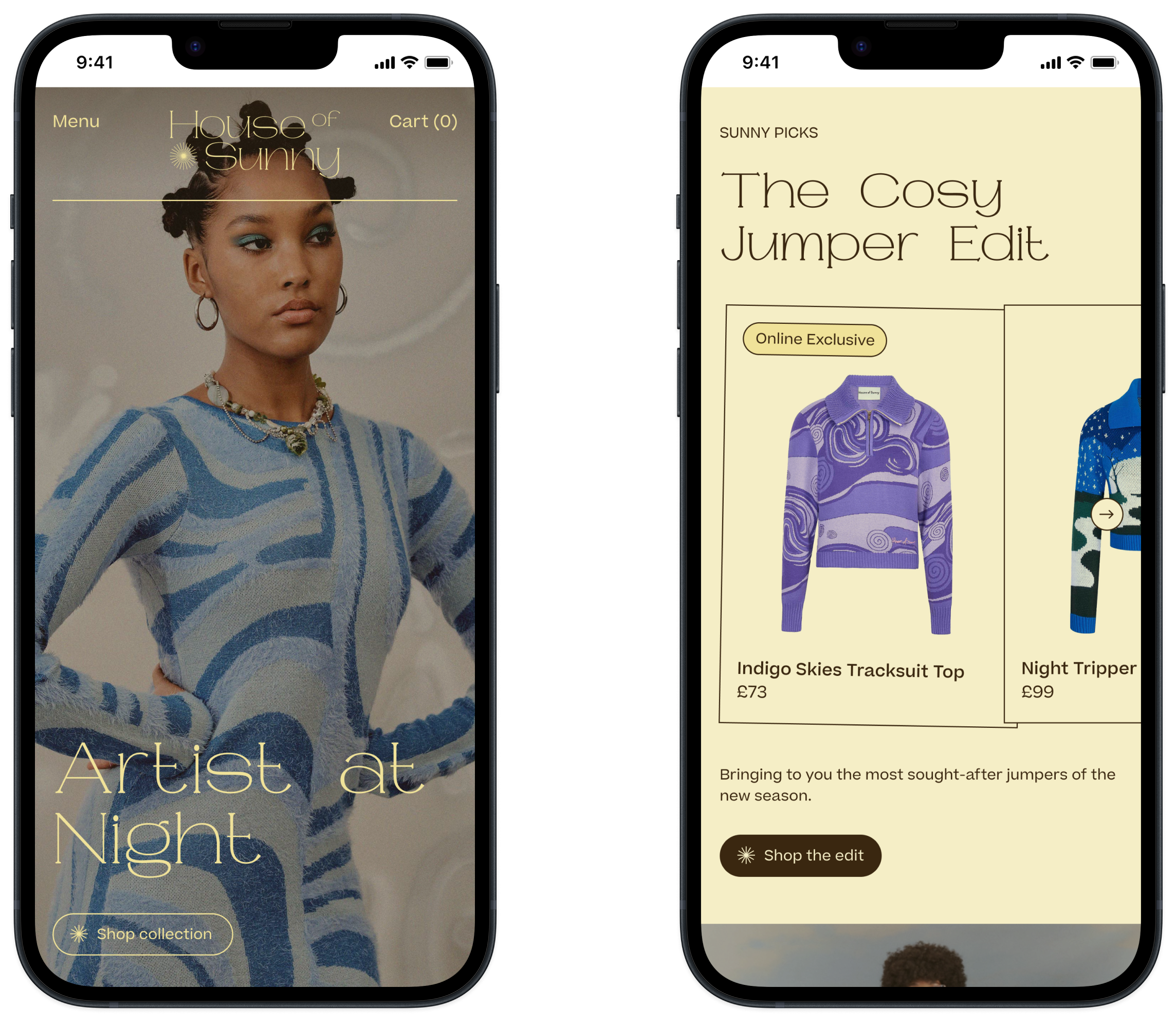 Mobile homepage designs showcasing a hero and product carousel modules