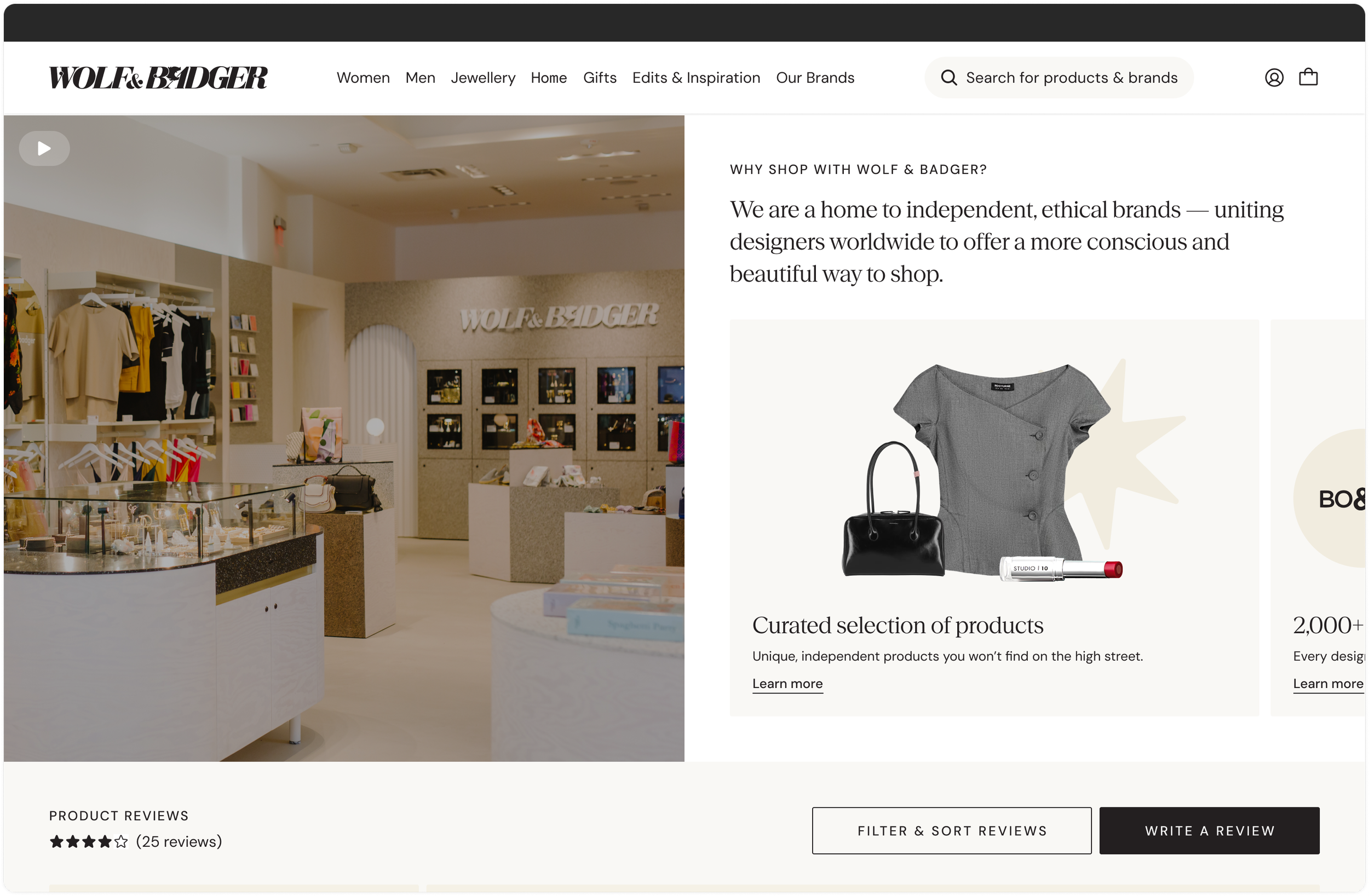 wolf and badger pdp - why shop with us section