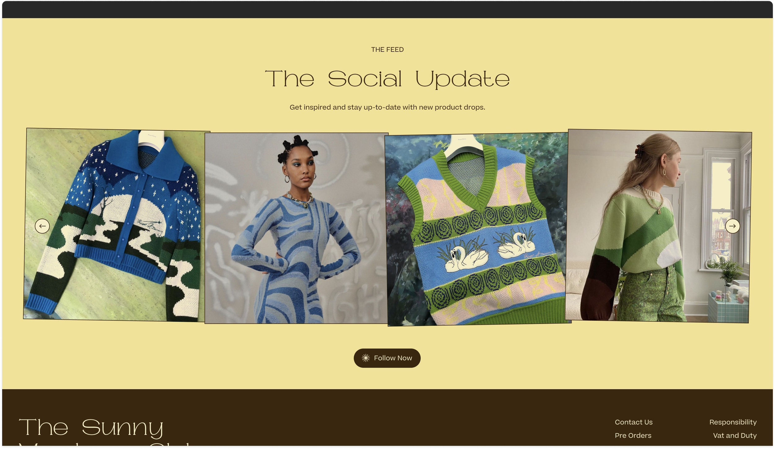 Homepage social media component design