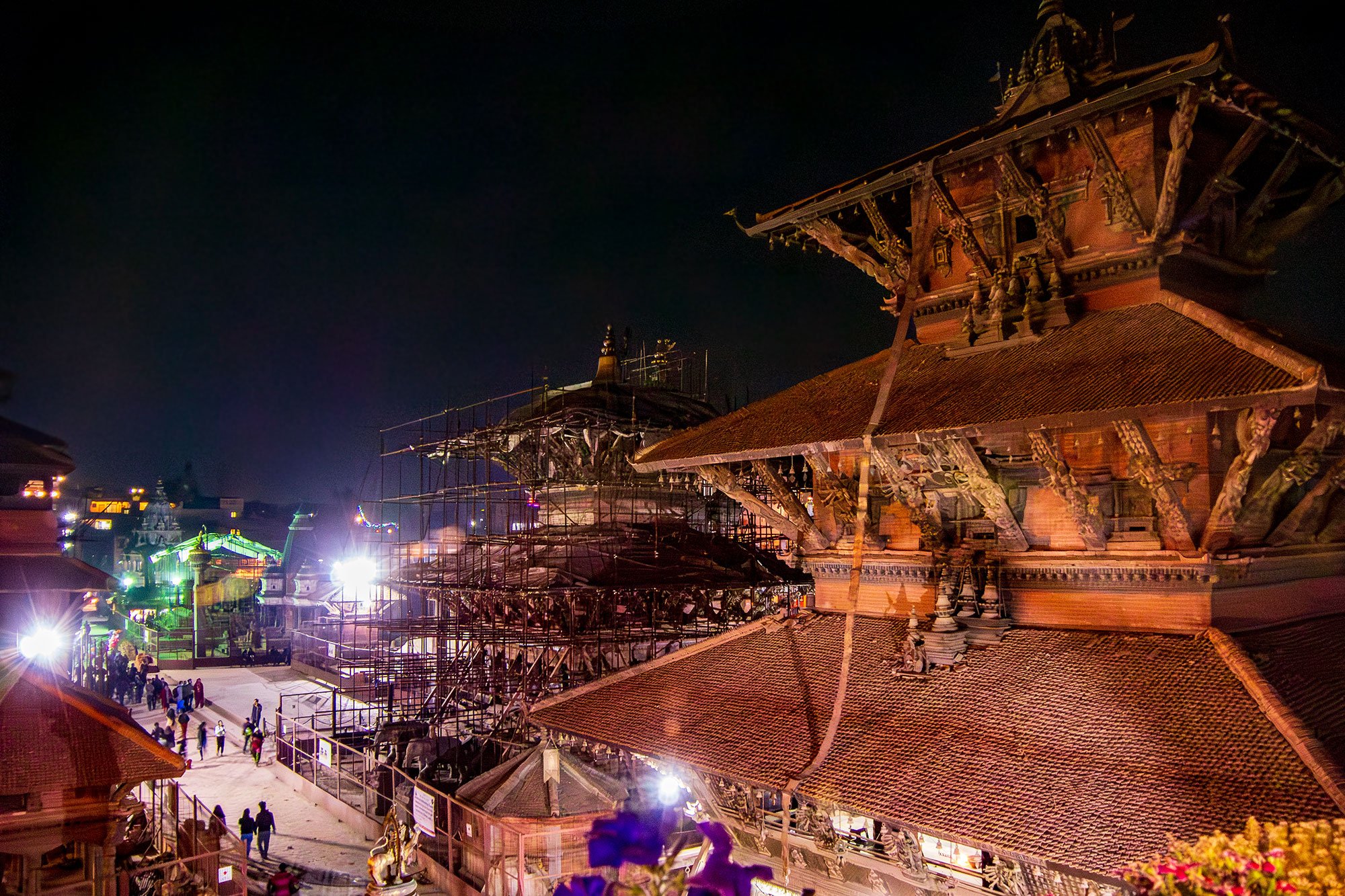 Patan Durbar Square, Nepal. View from our dinner spot.