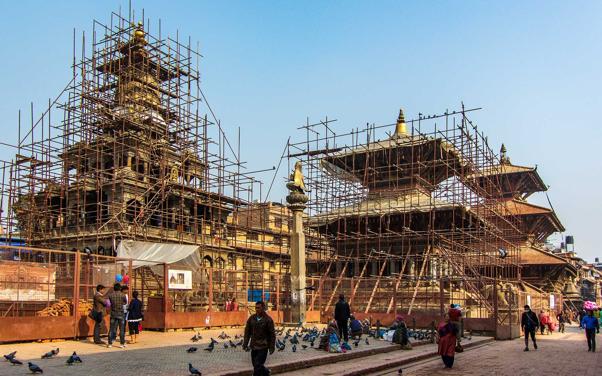 Patan, Durbar Square, Nepal. Several iconic temples were destroyed in the 2015 earthquake, and many monuments are undergoing restoration.