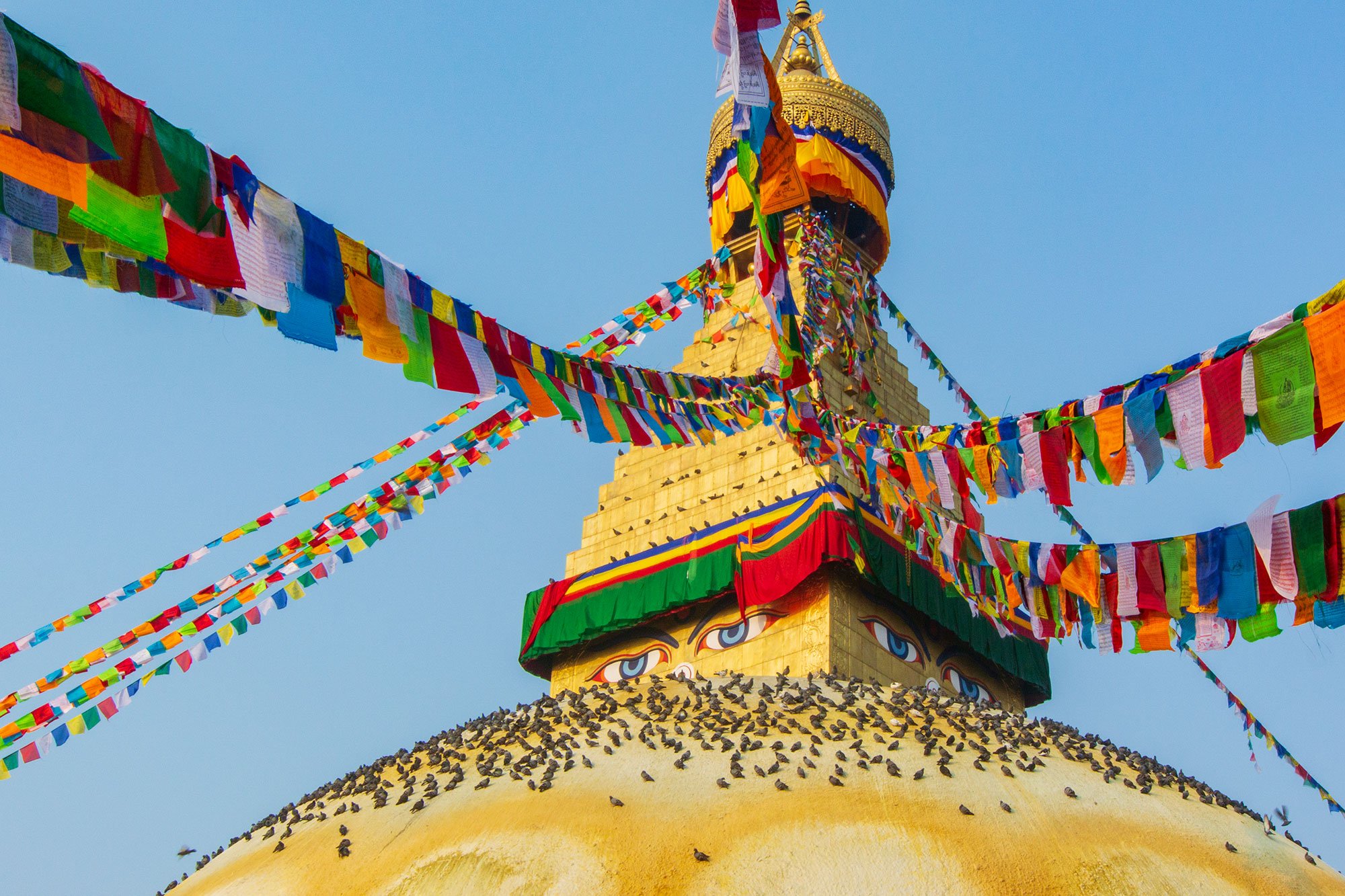 Boudhanath Stupa on the outskirts of Kathmandu, Nepal.