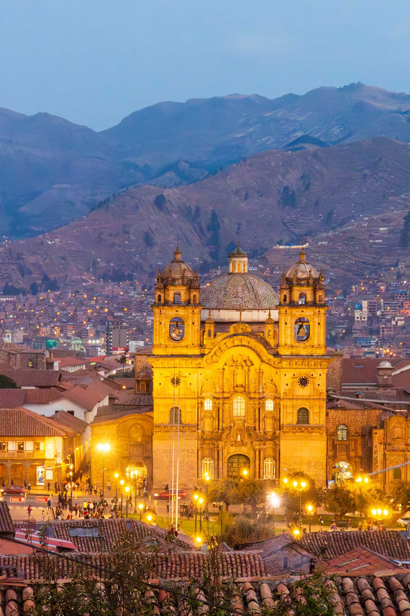 Iglesia de la Compania de Jesus (Church of the Society of Jesus), a Catholic Church in the main square of Cuzco, Peru.