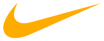 Black background with a large golden yellow Nike swoosh logo