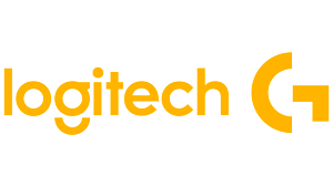 Logitech G logo in yellow text on a black background. ATH Creative Chicago.