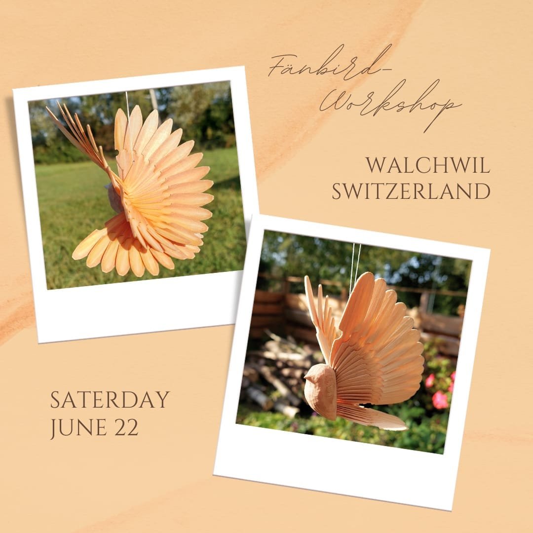 This summer we're hosting @sandrawitteman for a Fanbird workshop in Walchwil. 

You will learn how to make a fan bird from a single block of wood. It is accessible to anyone, no need to have particular wood skills. 

Practical info :
This is a day wo