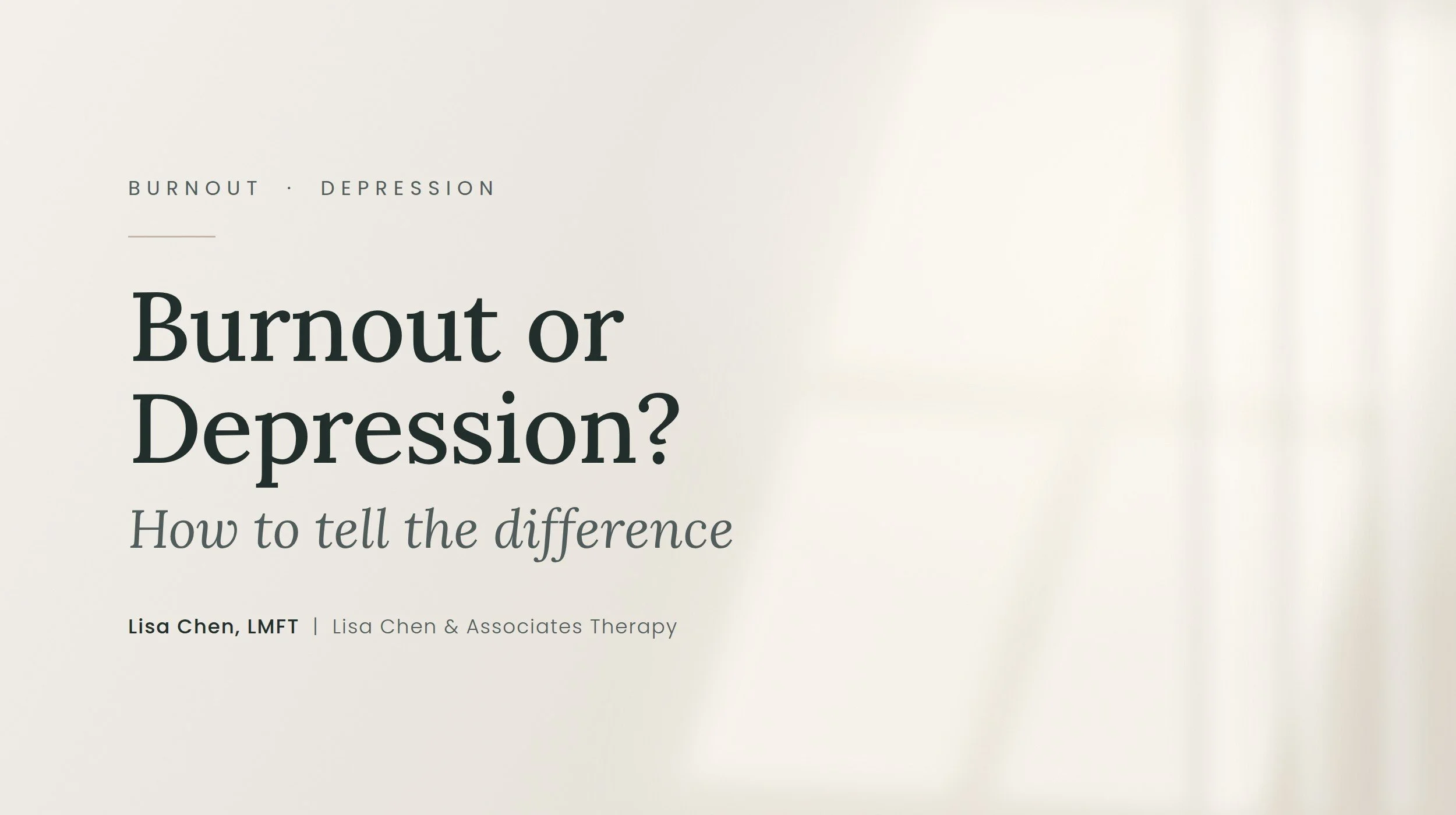 Burnout or Depression? How to Tell the Difference