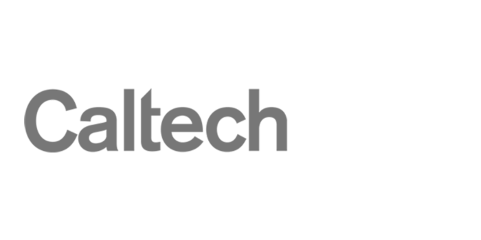 The Caltech logo in gray on a black background.