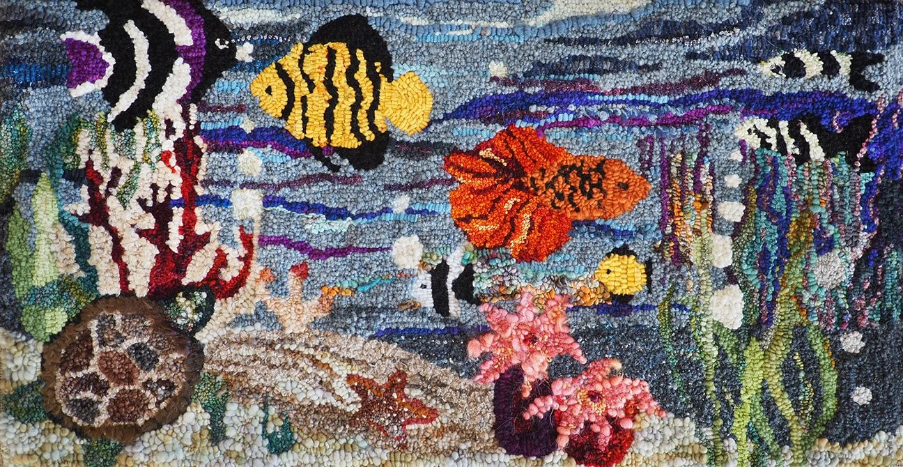 Wool rug hooking 42" x 20", 2021