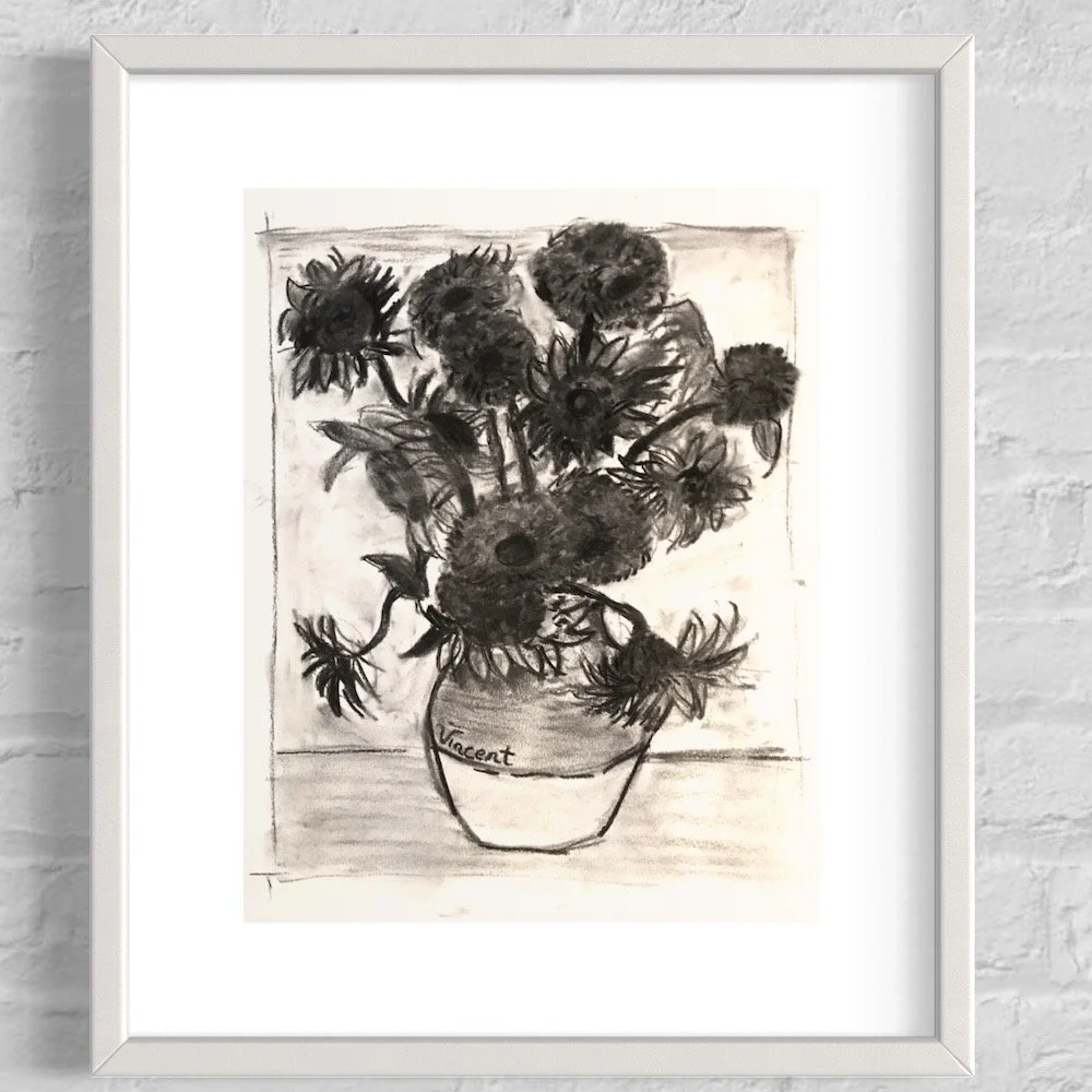 Study - Sunflowers, charcoal on paper