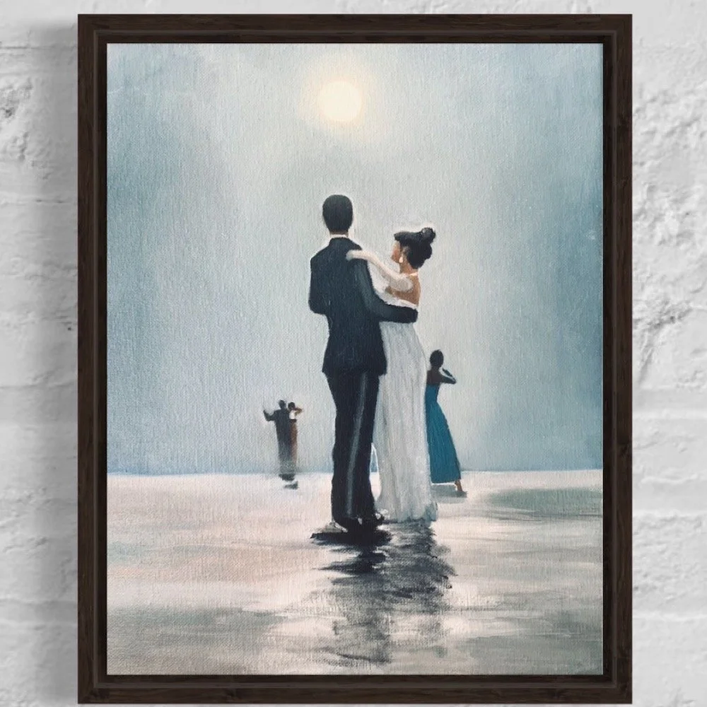 Study after Jack Vettriano "Dance me to the end of love", oil on stretched canvas