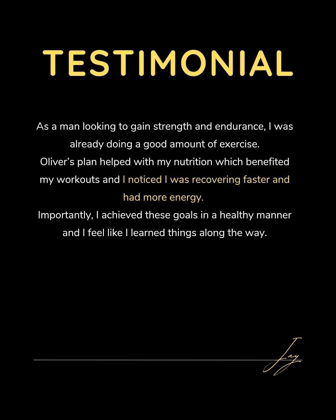 Not everyone that comes to see me wants to lose weight. This was the case with Jay, who was actually looking to gain weight (in the form of muscle) and needed help optimising his nutrition to speed up his results.

Although he was big into fitness, h