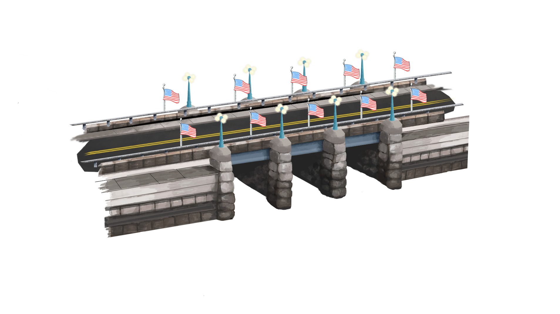 Ruth Steinkraus Bridge with Flags.png