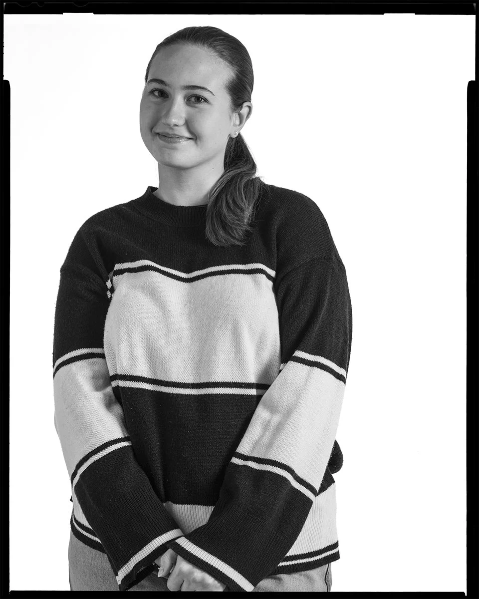 Black and white portrait of Anastasiia Vovchenko