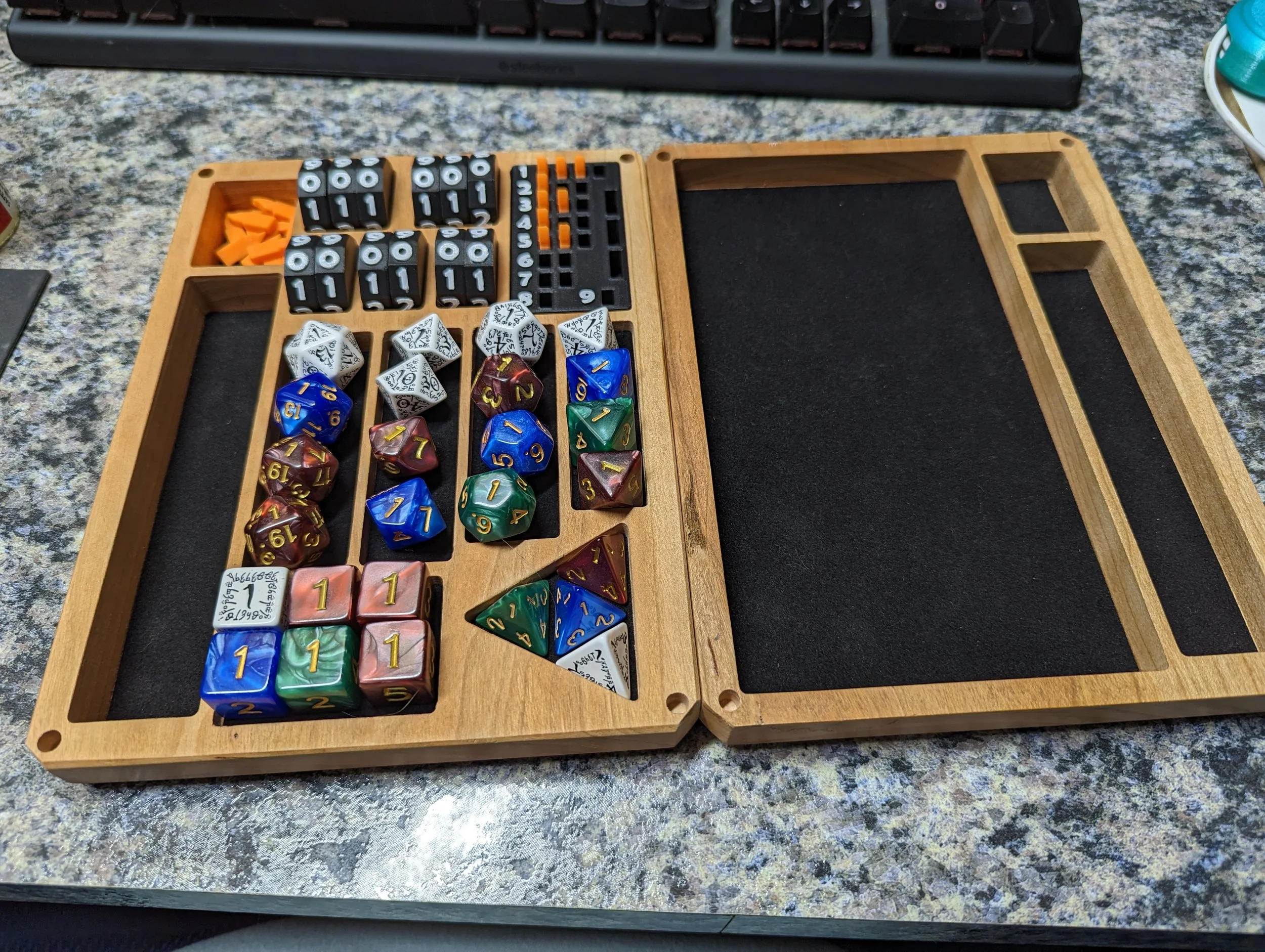 Dice Box, with Trackers and Number Wheels