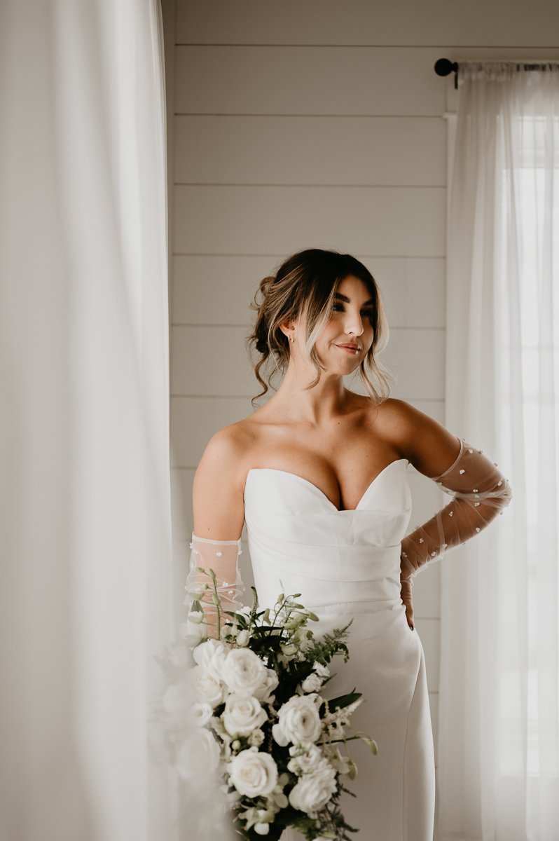 Twirl Provides a Gorgeous Dress and Beaded Gloves for the Bride at Crimson Lane Wedding Venue - Captured by Julia Brown Photo