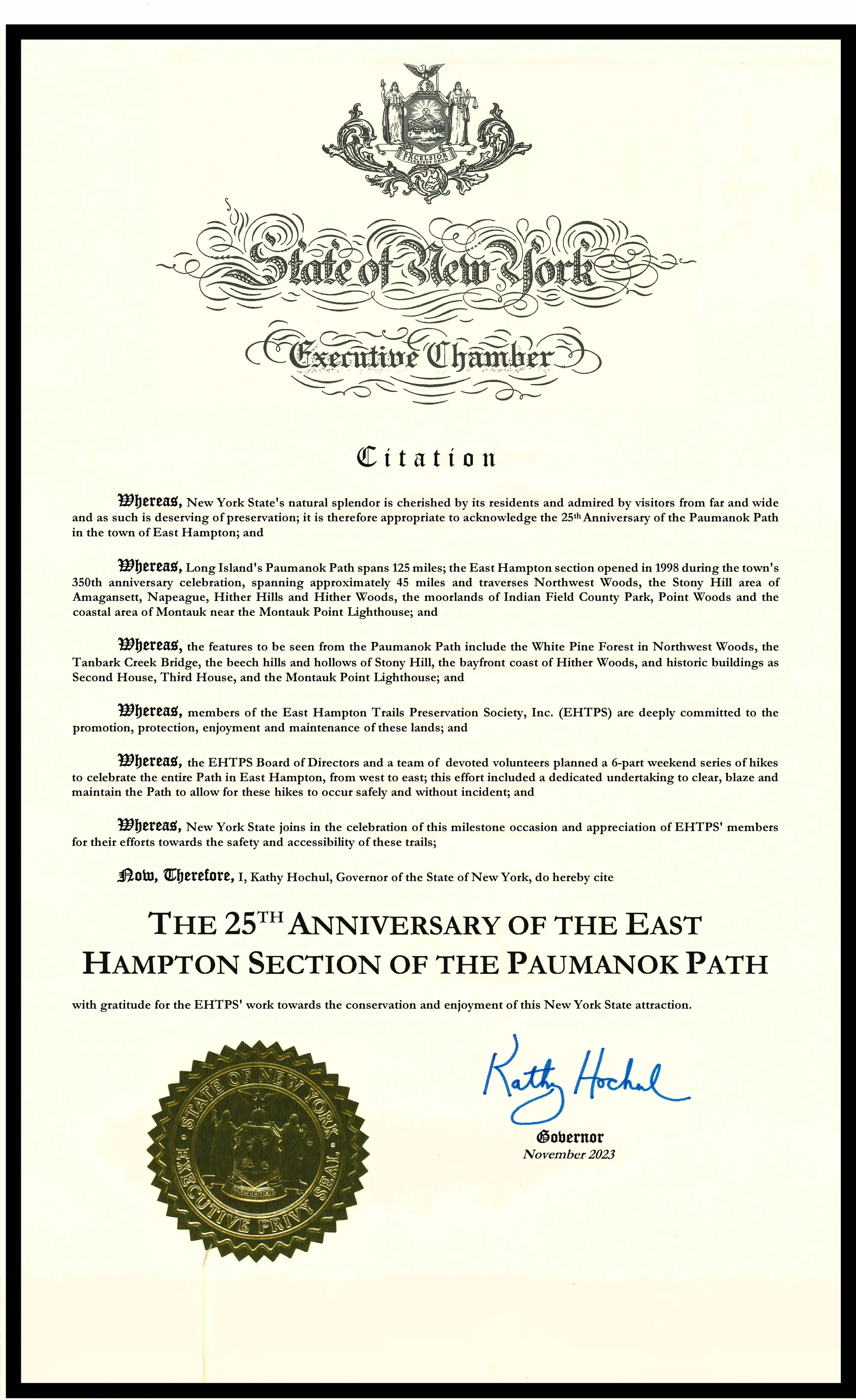 Prolamation Border Events — East Hampton Trails Preservation Society