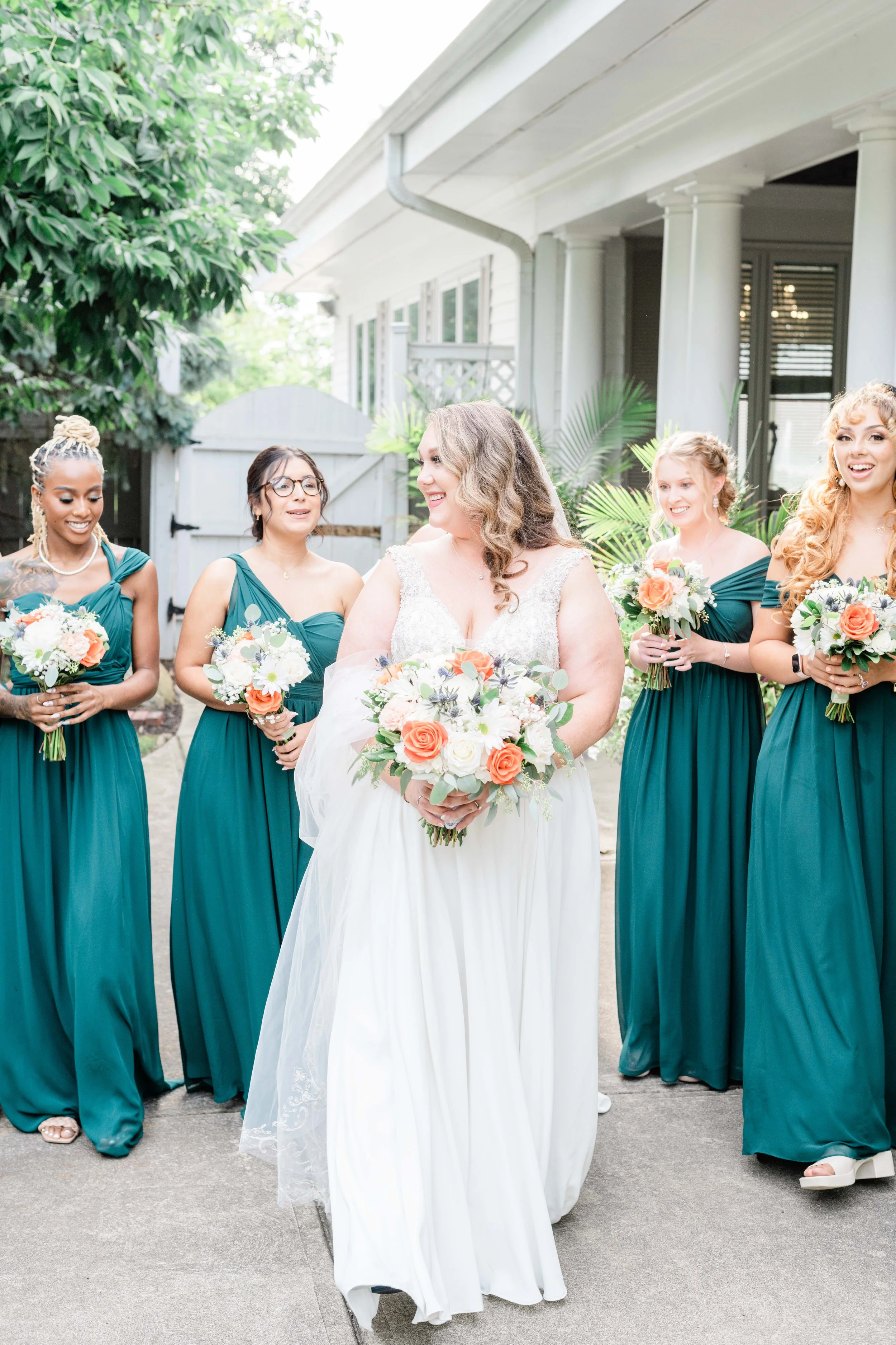Portrait of bride and  her bridesmaids at The Manor House