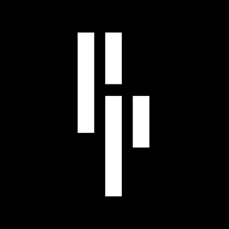 Abstract black and white geometric design with vertical and horizontal rectangular shapes.