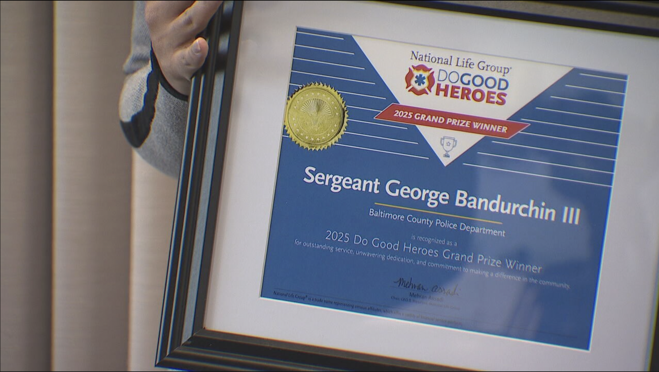 Baltimore County police sergeant named national grand prize winner of ‘Do Good Heroes’ award