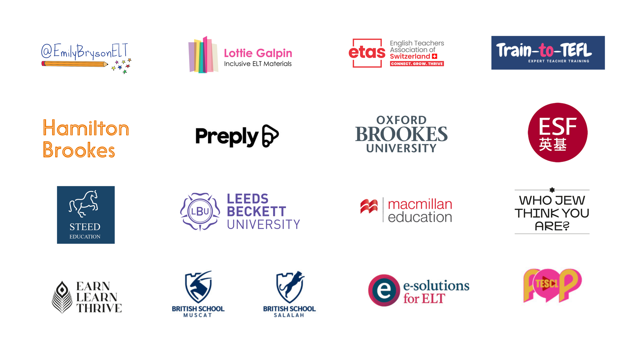 A collection of logos from leading educators and experts we work with