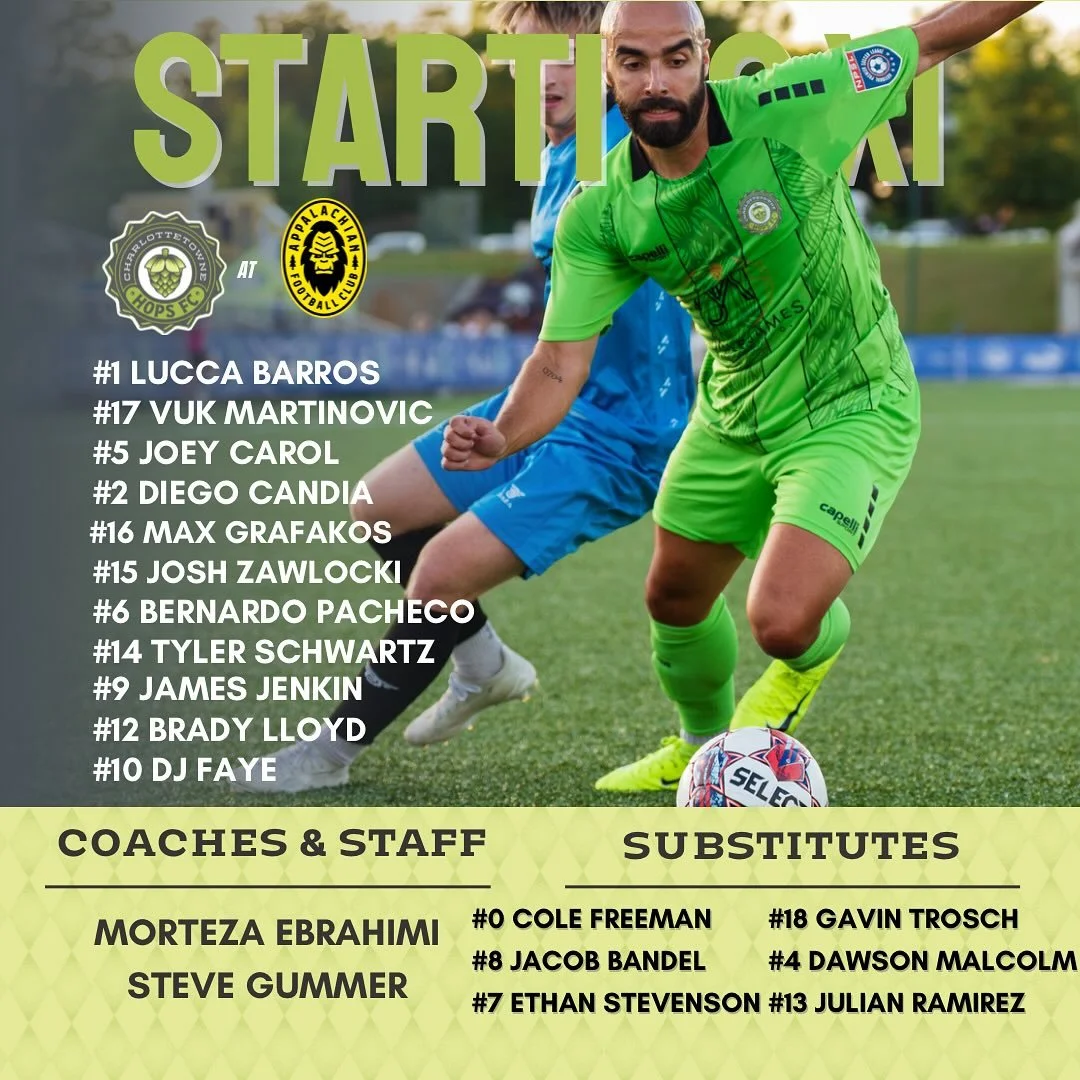 Your Hops Starting lineup for tonight&rsquo;s NPSL playoff matchup with Appalachian FC #upthehops