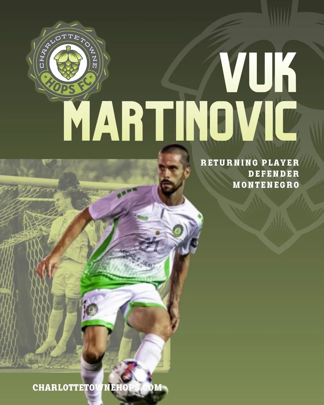 Four seasons deep, still leading the way!💪🏼

Vuk Martinovic brings experience, loyalty, and hunger for more 🔥

#CharlottetowneHopsFC #SummerSoccer #Charlotte