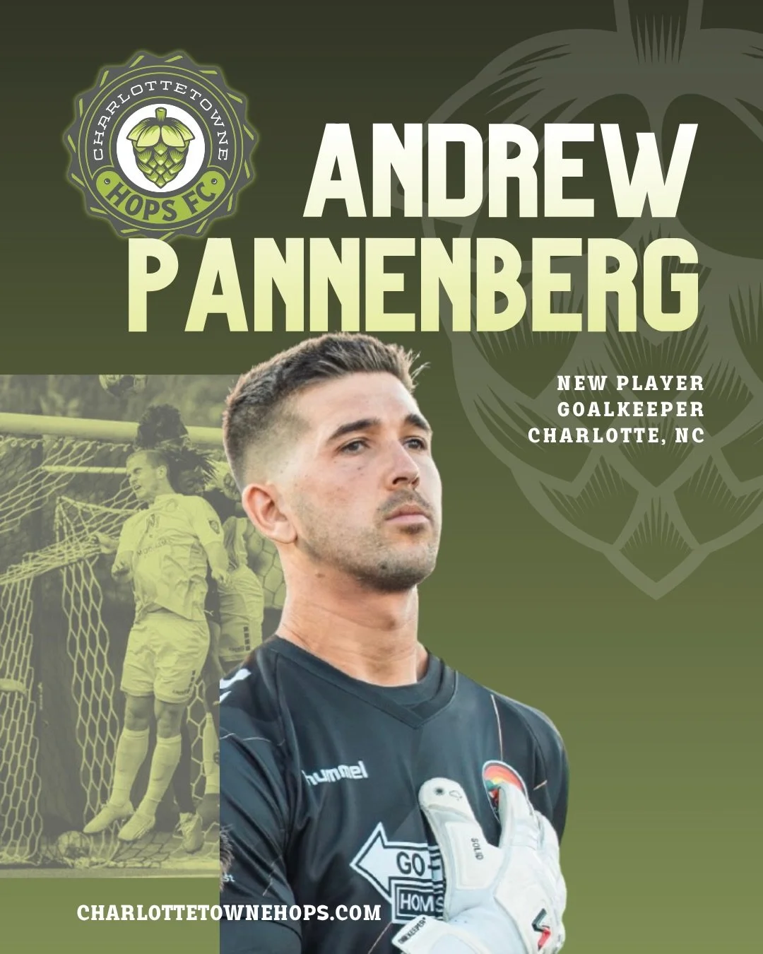 New last line of defense, bringing next level experience between the posts🧤⚽️

Andrew Pannenberg is ready to command the box!🔥 

#CharlottetowneHopsFC #SummerSoccer #Charlotte