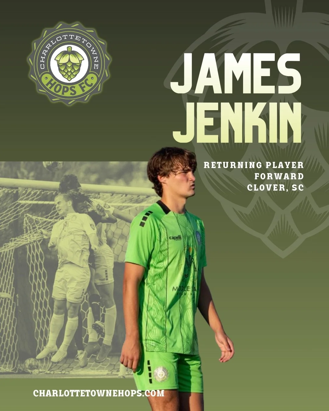 One player, every role, no drop-off ⚽️🔥 

James Jenkins is ready to plug in wherever the team needs him 💪 

#CharlottetowneHopsFC #SummerSoccer #Charlotte