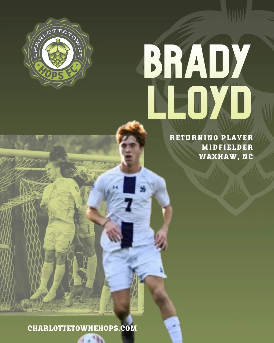 Bringing sharper touches and nonstop energy back to the middle ⚽️ 

Brady Lloyd is ready to keep things ticking 🔥 

#CharlottetowneHopsFC #SummerSoccer #Charlotte