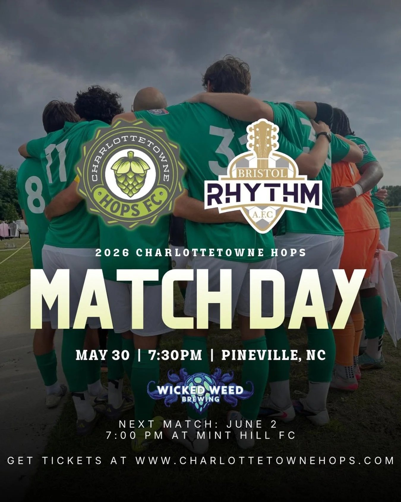 🏟️ MATCH DAY IS HERE! 🏟️

The wait is over. Tonight, we open our home schedule and we need YOU behind us every step of the way. 🔥

🎟️ Tickets available through the link in our bio.

#CharlottetowneHopsFC #SummerSoccer #Charlotte