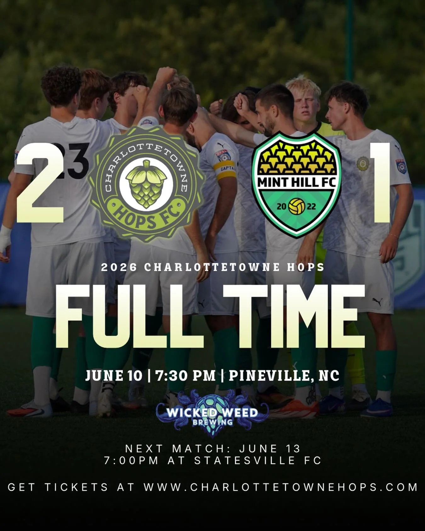 Final from Pineville.  Hops win!  #upthehops