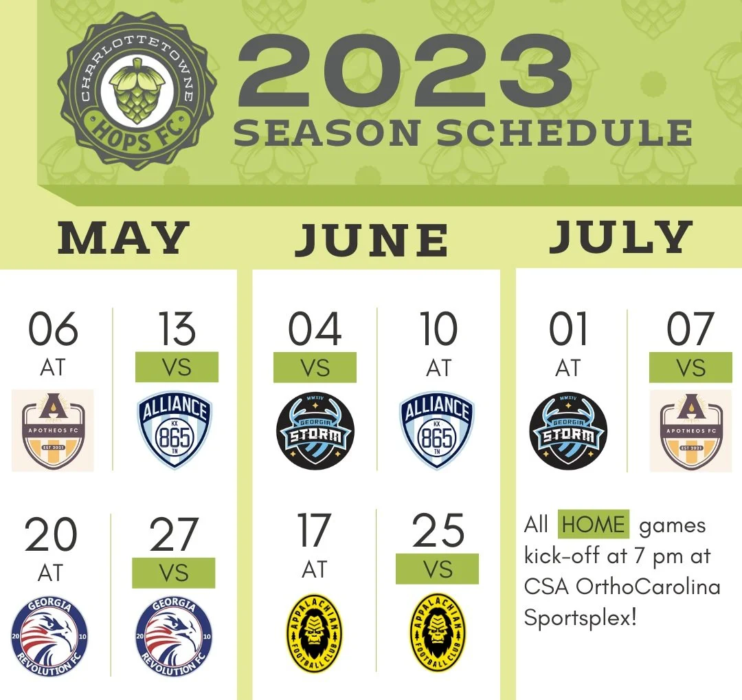 Hops Schedule — Charlottetowne Hops FC