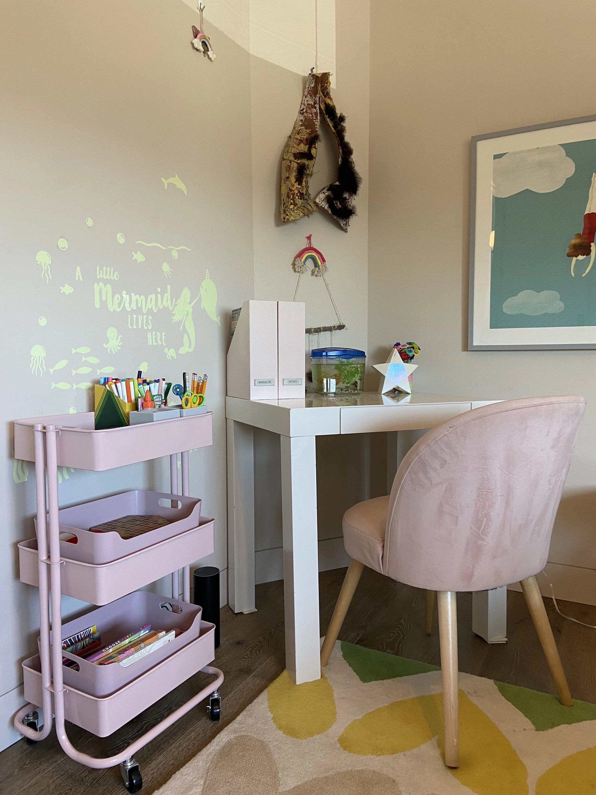 Children's rooms can get messy quick! We have found that organizing these spaces gives everything a place so that the mess is easier to clean up and a lot of times minimized.