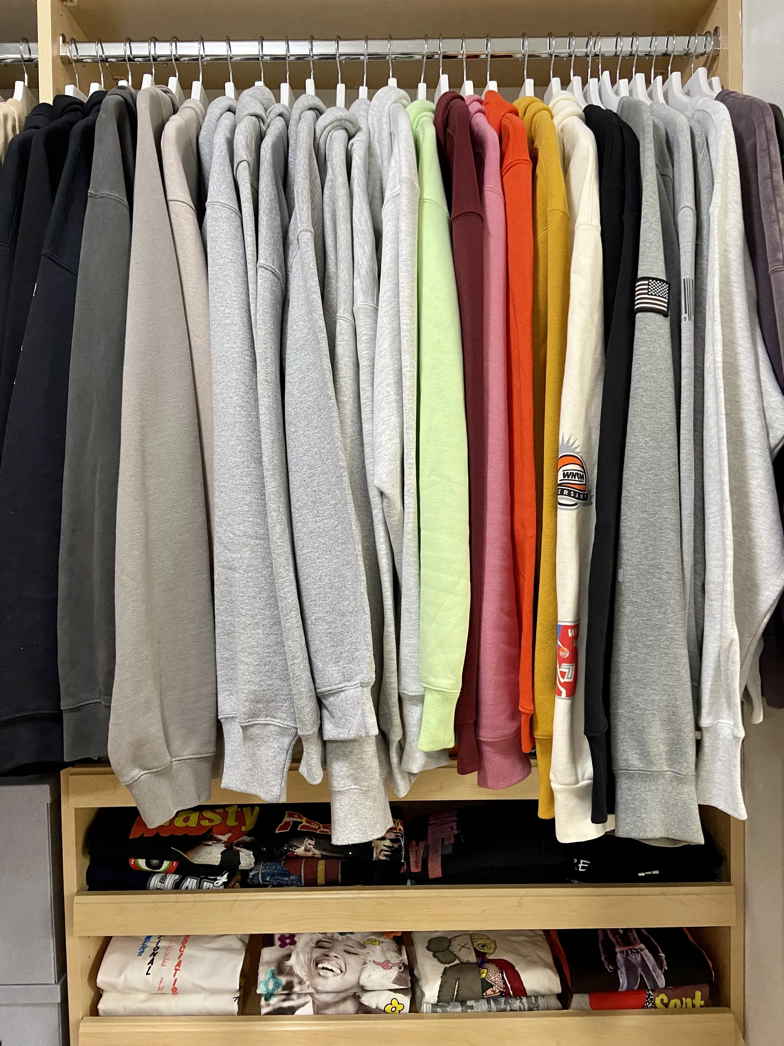 This closet organization session is a great example of color matching a closet.