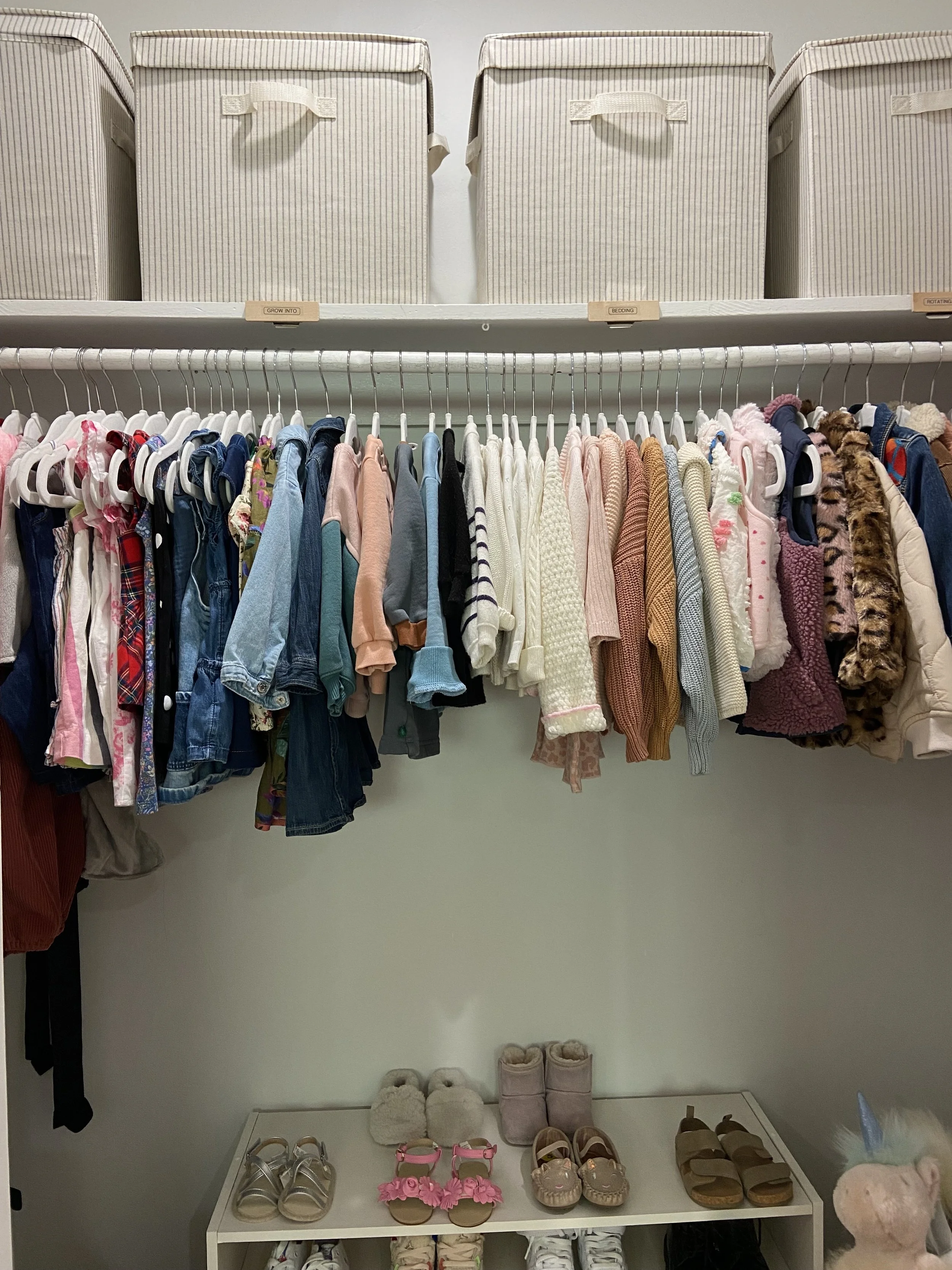 A children's closet can be organized too!