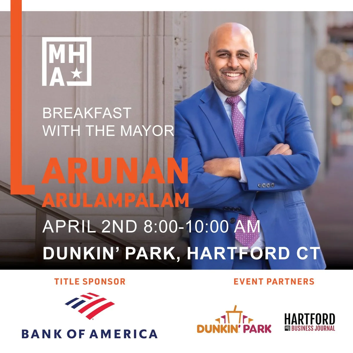 📢 Join us next month on April 2 for our Breakfast with the Mayor event at Dunkin' Park, hosted by @metrohartford and featuring the @cityofhartford_ct's @mayorarunan. 

🎫 Limited tickets remain&mdash;secure your spot today! The link in our bio inclu