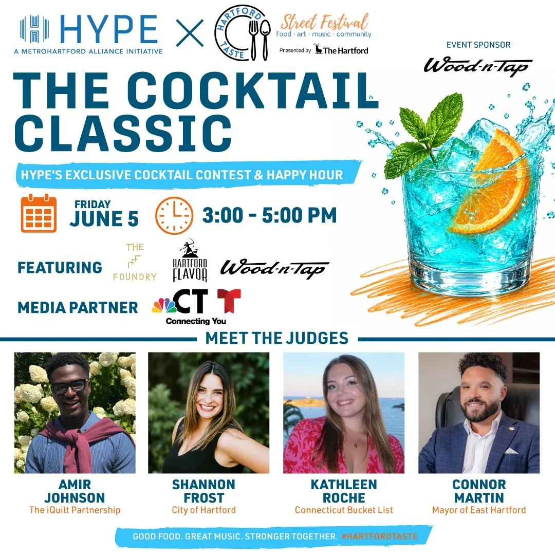 🎉 The countdown is on! Hartford Taste kicks off on Friday, June 5 and we are excited to join in on the fun. 

Our Cocktail Competition and happy hour are the perfect way to kick off your weekend. Join us to see who will win best cocktail and stay to