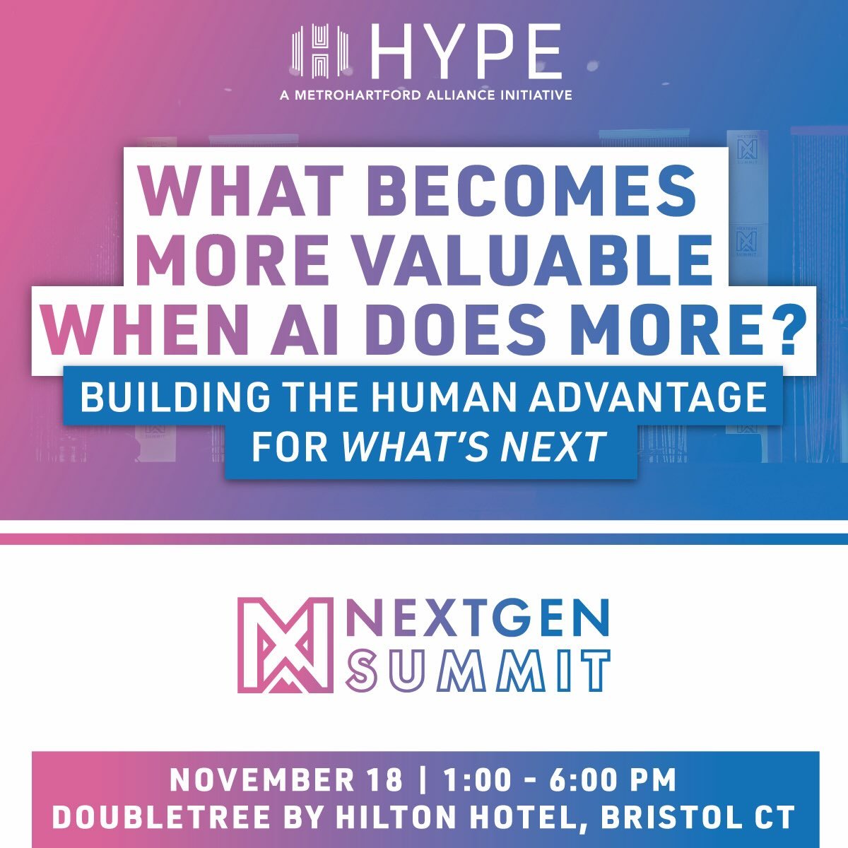 Get ready - NextGen Summit is back! 🚀

This year&rsquo;s event will explore the skills and qualities that become even more valuable as AI continues to transform the workplace. 

🗓️ November 18 | 1:00-6:00PM (doors open 12:30 PM)
📍 DoubleTree by Hi