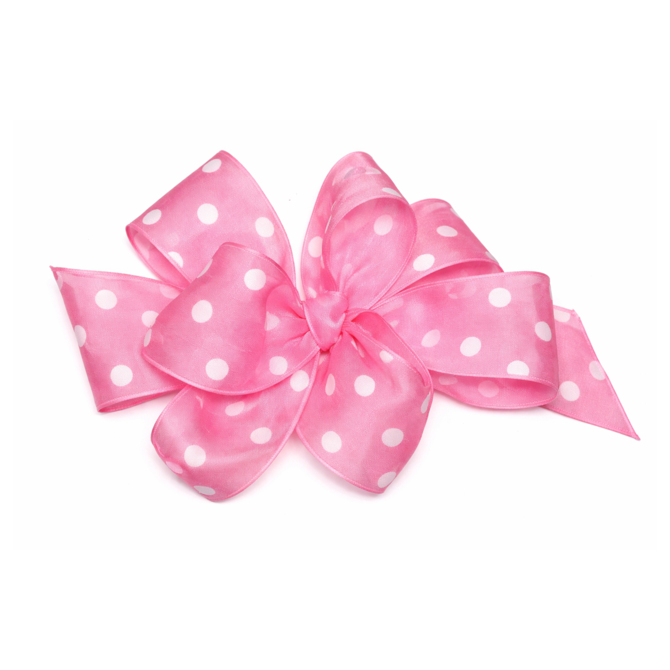 PINK WITH WHITE POLKA DOT BOW