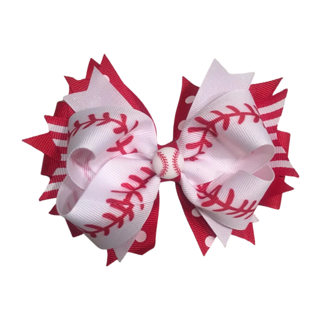 RED BASEBALL BOW